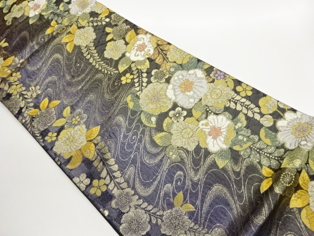 JAPANESE KIMONO / FUKURO OBI / WOVEN TSUJIGAHANA & STREAM WATER 